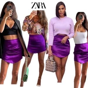 ZARA Purple Satin Effect Skirt NWT Size XS